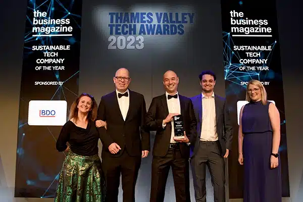 Wirth Research winning Sustainable Tech Company of the Year at the Thames Valley Tech Awards 2023.