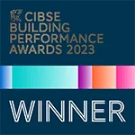 Official logo for the CIBSE Building Performance Awards 2023, designating Wirth Research as a Winner.