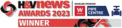 Official winner's logo for the H&V News Awards 2023, recognizing Wirth Research's achievement.