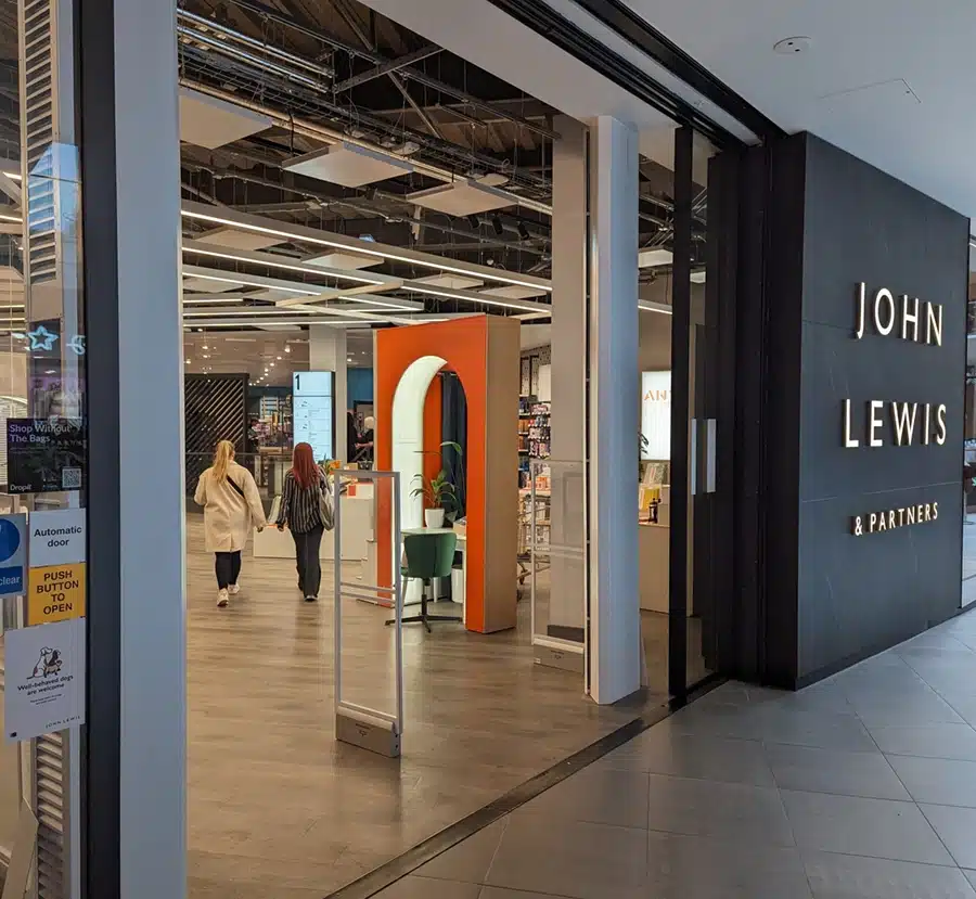 Airdoor energy-saving system installed at the entrance of John Lewis store in Edinburgh.
