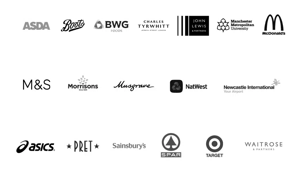 AirDoor A collection of logos from Wirth Research's clients and partners, including ASDA, Boots, John Lewis, McDonald's, M&S, Morrisons, NatWest, Pret, Sainsbury's, SPAR, Target, and Waitrose, under the heading 'Trusted By: Our Clients & Partners'.