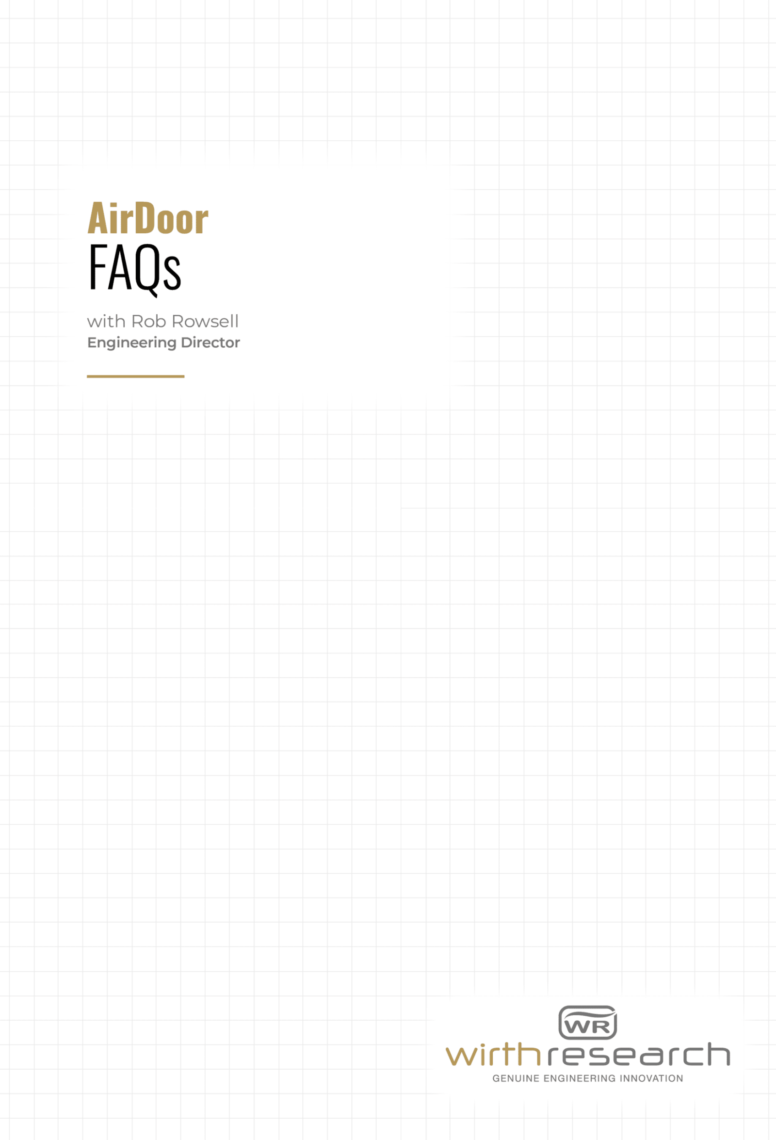 Wirth Research AirDoor FAQs document with Rob Rowsell, Engineering Director