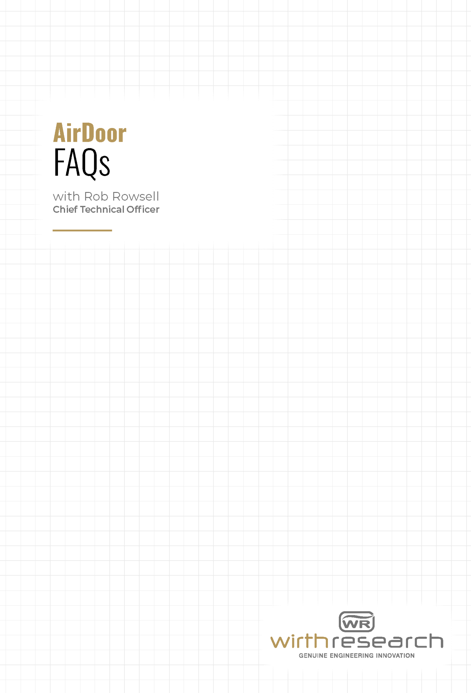 Wirth Research AirDoor FAQs document with Rob Rowsell, Engineering Director